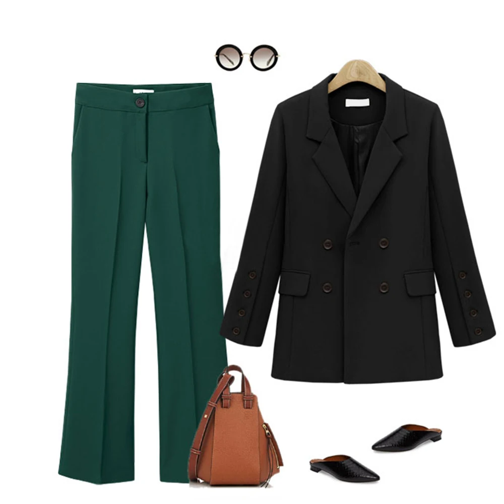 Autumn Winter Womens Blazer Casual Long Sleeve Women Blazers and Jackets Double Breasted Jackets Elegant Blazer Outerwear Black