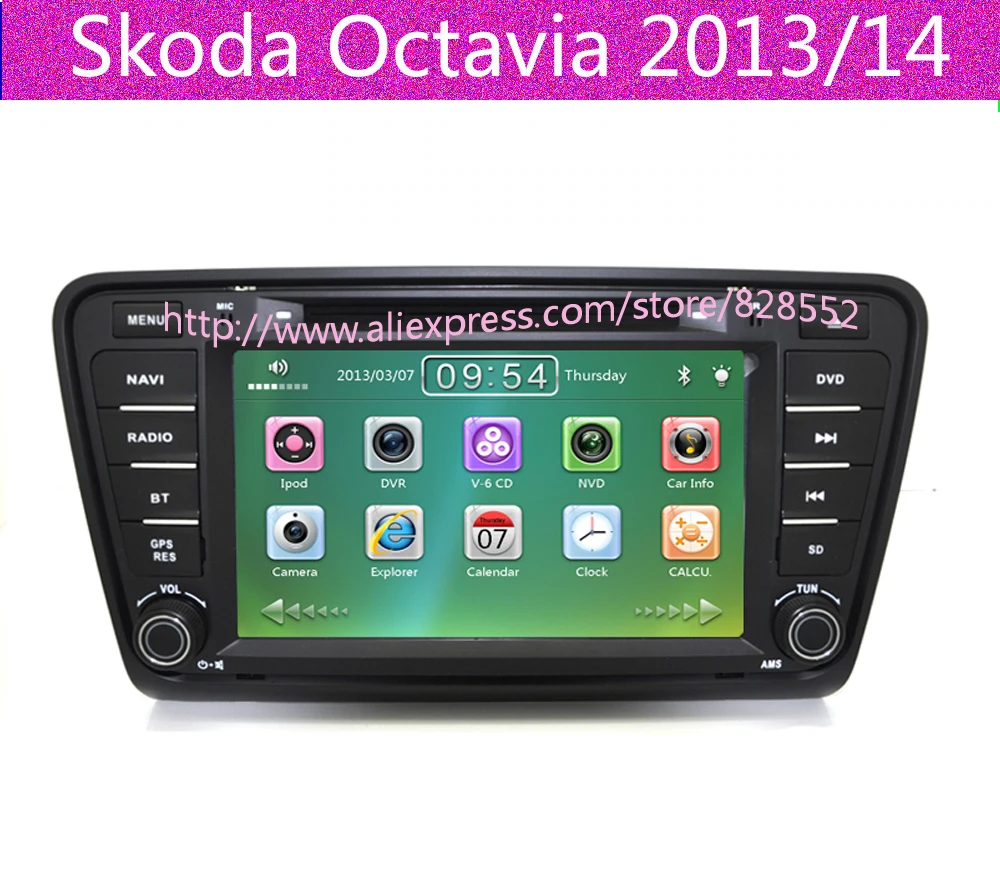 Best Free Shipping Car DVD Stereo Sat Navi Headunit For Skoda Octavia 2013 2014 With GPS Radio Bluetooth iPod Can-Bus, Free Map 0 Best Free Shipping Car DVD Stereo Sat Navi Headunit For Skoda Octavia 2013 2014 With GPS Radio Bluetooth iPod Can-Bus, Free Map 0