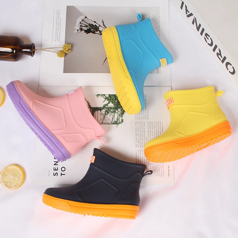 

Kids Rain Boots Boys Girls Cartoon Rubber Waterproof Toddler Infant Slip-on Boots Non-slip Water Shoes