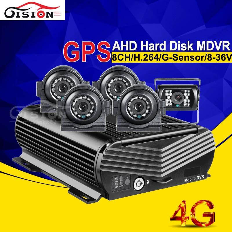  8CH AHD 1080 4G GPS HDD Disco Duro HD coche vídeo móvil DVR grabadora KITS 5 piezas al aire libre i