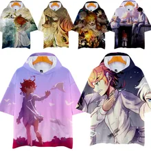 THE PROMISED NEVERLAND Emma Cosplay T-shirt Tee top casual Men Fashion 3D print Anime street snap Short sleeve hoodie with Cap THE PROMISED NEVERLAND Emma Cosplay T-shirt Tee top casual Men Fashion 3D print Anime street snap Short sleeve hoodie with Cap