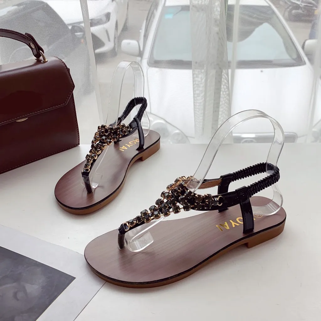 SAGACE Для женщин Стразы Pinch сандалии в римском стиле сезон лето на устойчивой