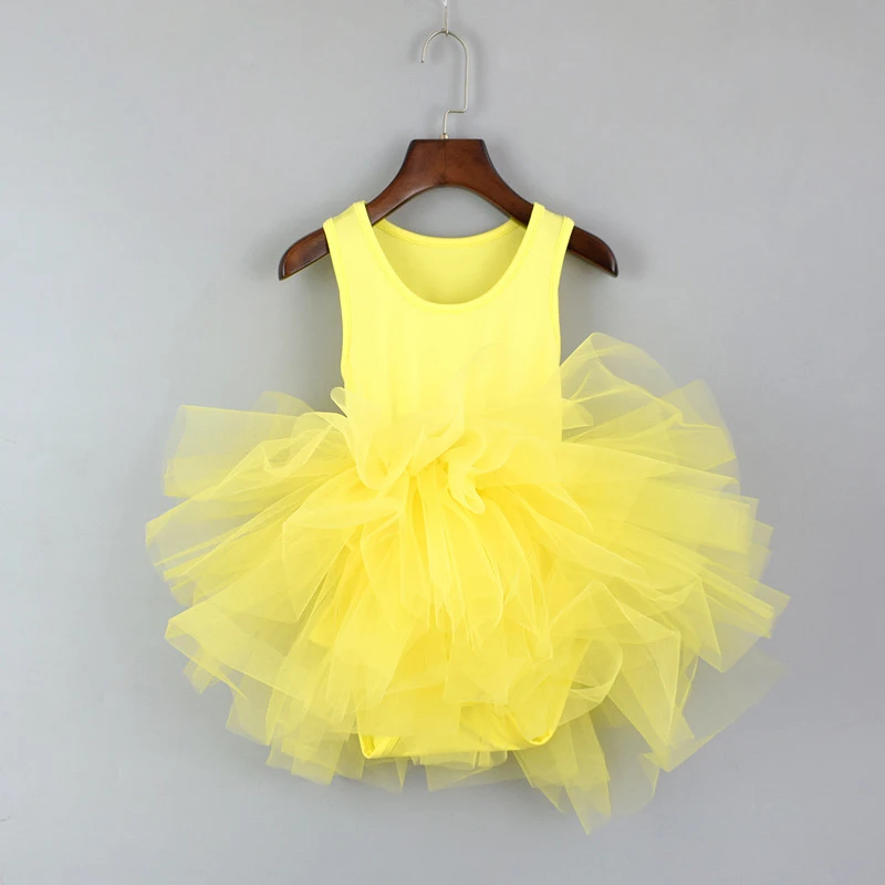 Новинка; балетное платье-пачка для танцев; танцевальная одежда для девочек; детская юбка принцессы; костюмы без рукавов; гимнастическое трико; Одежда для танцев - Цвет: Yellow