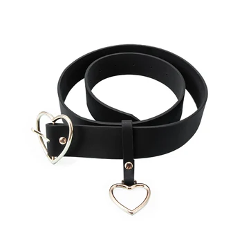

Women belt Fashion PU Leather Metal Heart Pin Buckle belt Party Dress Decor Waistband Women belt size 105 cm