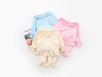 

Toddler Girls Clothing Pajama Sets Flannel Lace Newborn Baby Homewear Warm Girl Nightwear 2pcs Children Clothes Kids Sleepwear