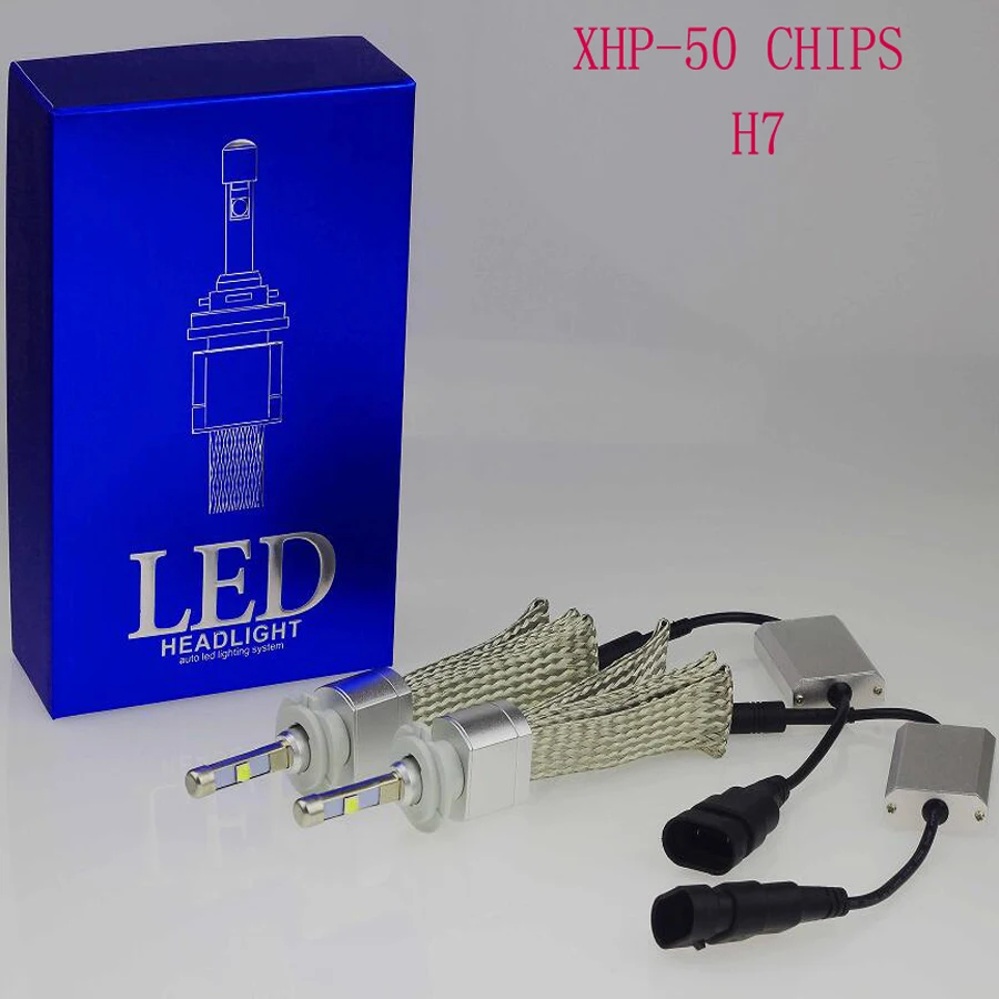 

Car Fanless LED Headlight Kit For Cree Chips xhp50 LED 6000K Replacement 40W 4800LM bulb H4 H7 H8 H9 H11 9005 9006 9012 H1 H3