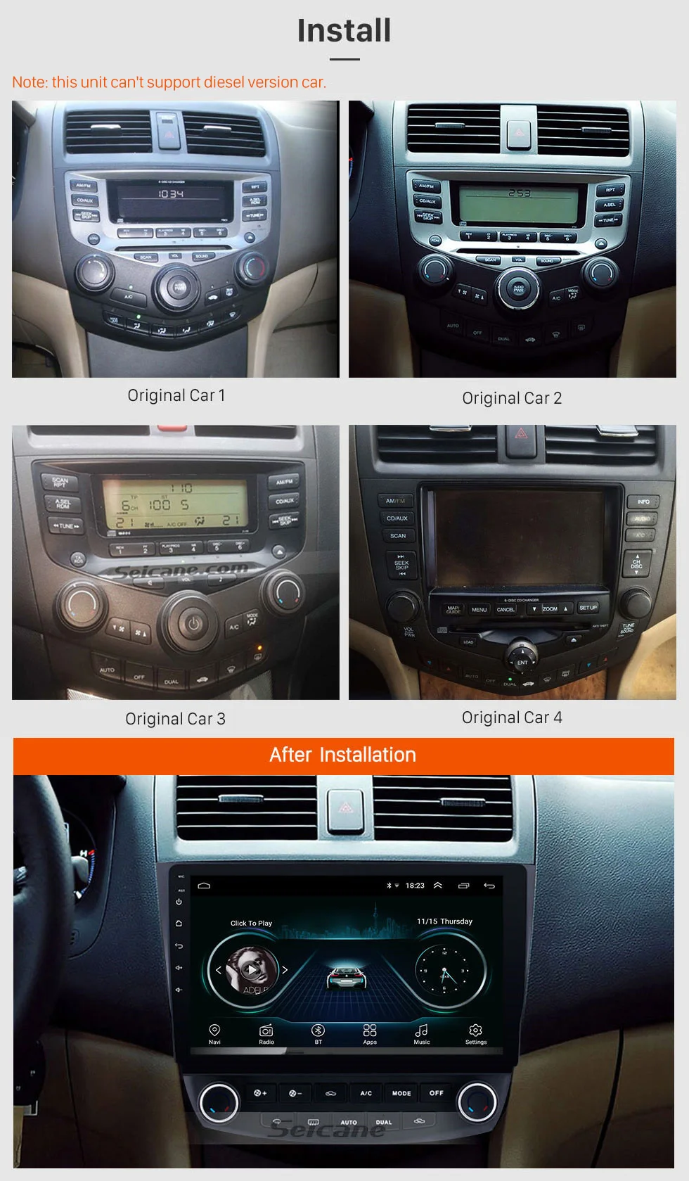 Discount Seicane 10.1 Inch Quad-core 2DIN Android 8.1 Car Unit Radio GPS Navigation Player For 2003 2004 2005 2006 2007 Honda Accord 7 3