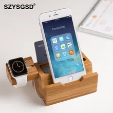 Деревянная бамбуковая зарядная док-станция, кронштейн, подставка-держатель для Apple watch для iPhone XS 8 6 7 7 Plus, подставка-держатель