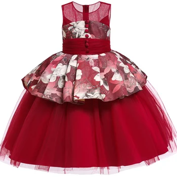 

Baby Girls Flower Print Mesh Princess Tutu Dress for Girls Wedding Dress Children Kids Party Vestidos Birthday New Years Clothes