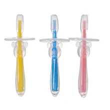 Пищевая мягкая щетина детская силиконовая учебная зубная щетка детская зубная щетка Съемный слайдер безопасности дизайн(случайный цвет