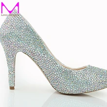 Fahion Frauen Strass Nachtclub Schuhe AB Farbe Kristall Partei Pumpen 4 Zoll Absatzhochzeitsschuhe Party Prom Pumpen