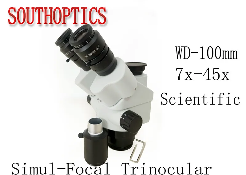 Лидер продаж sciential 7X 45X Simul Focal Тринокулярный зум стерео головка микроскопа WF10x