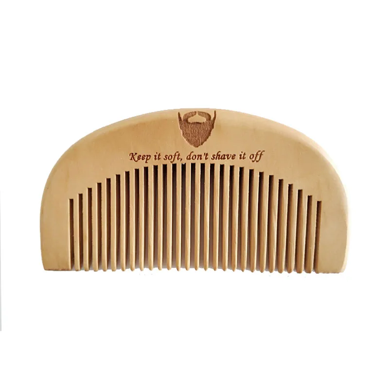 

Natural Peach Wood Fine-Tooth Moon Comb For Men Beard & Women Hair Care Engraved Logo Pocket Size 3.9inch