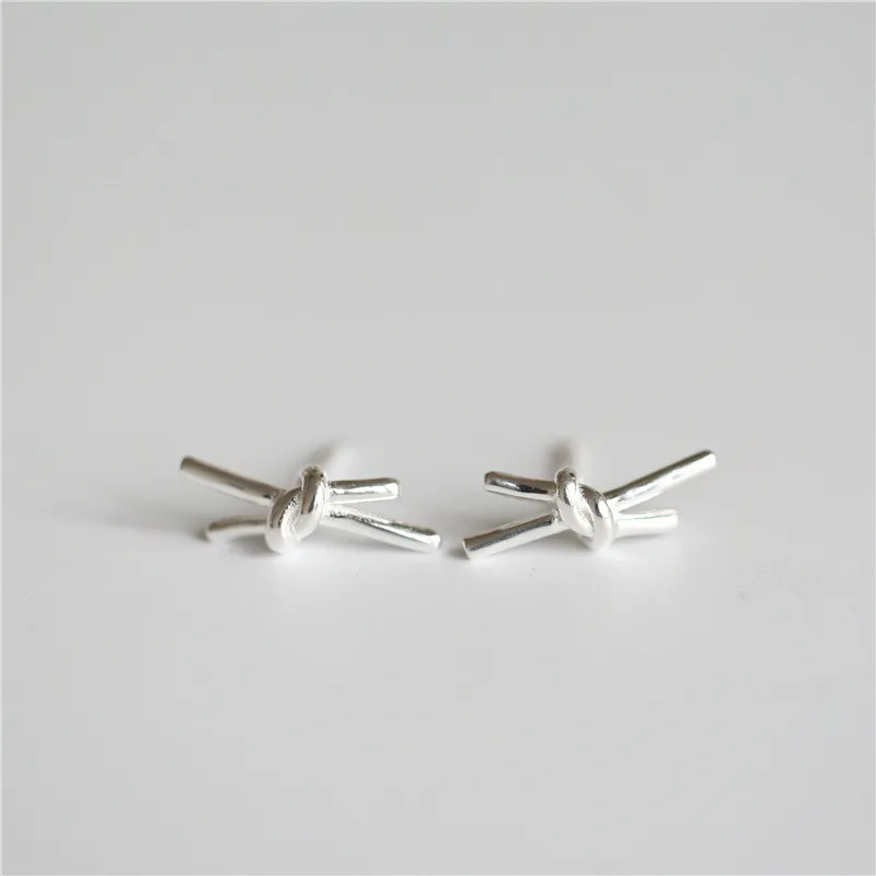 

Vintage Design 925 sterling silver Knot Stud Earrings for Women Elegant Wedding Jewelry pendientes Brincos eh909