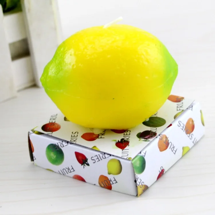 

New 2019 Simulation Fruit Candle Lemon Scented Smokeless Candles Valentine's Day Birthday Gift Wedding Decoration