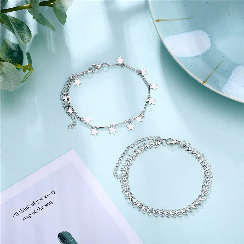 Vintage Multilayers Chain Silver Color Pearl Bracelet Anklets | Muduh ...