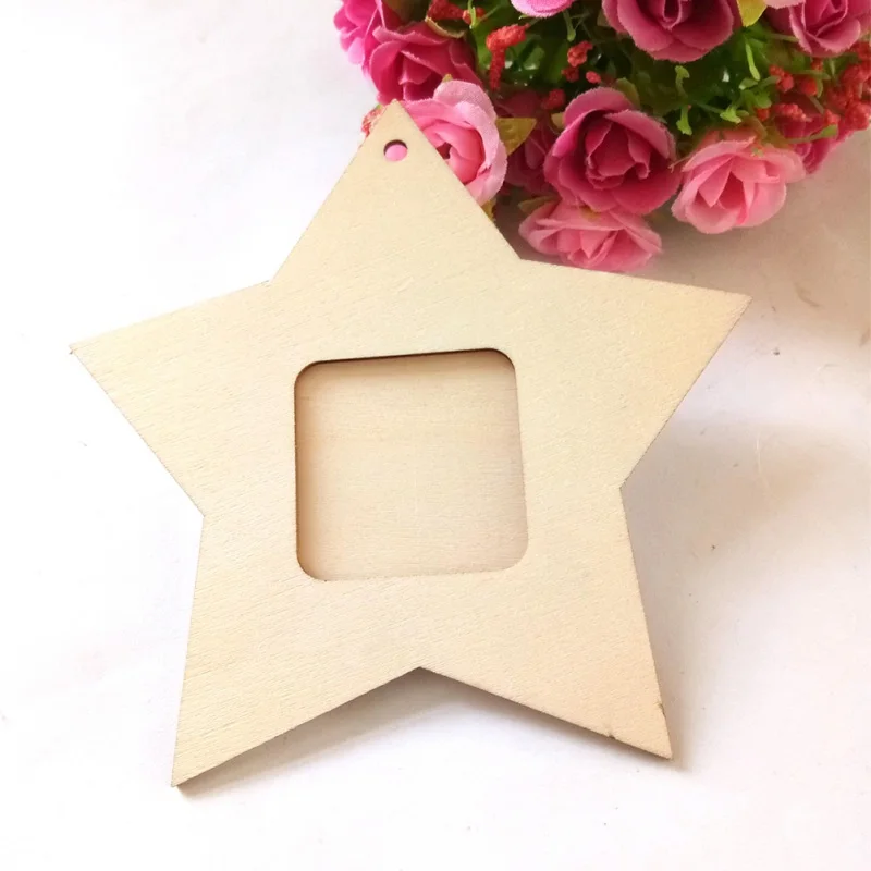 10PCS Wooden Mini Star Photo Frame Household Decoration Small Photo Frame Hanging Decoration