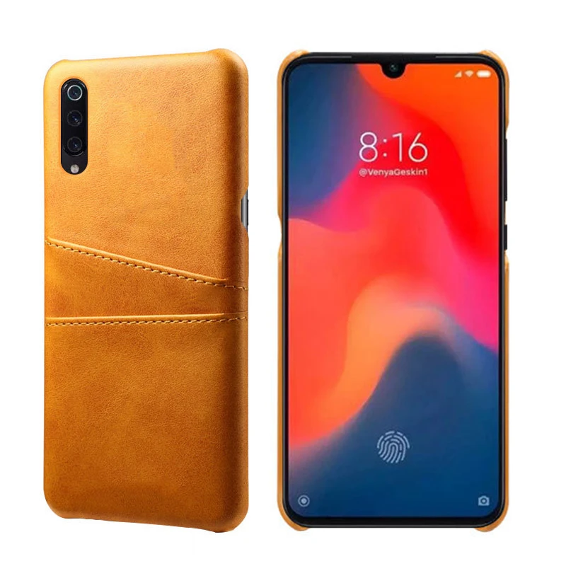 Кожаный чехол для телефона с отделением карт и слотами Xiaomi Mi 9 тонкий гибридный