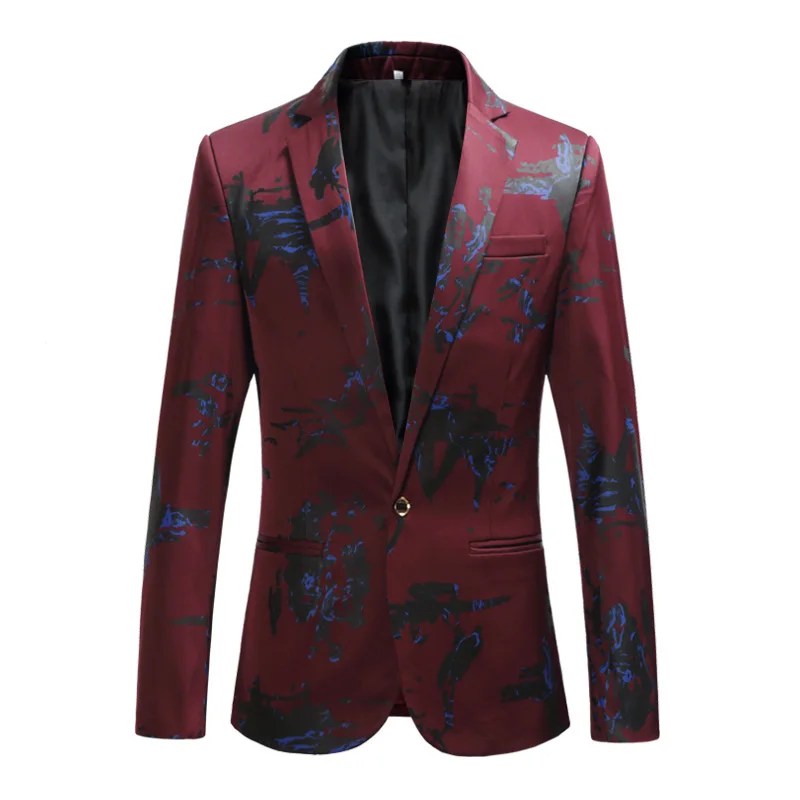 

Suit jacket autumn new men's slim single button suit jacket men large size fashion print suit jacket S-6XL men's casual blazer