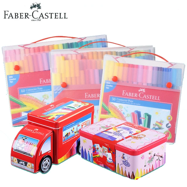  Faber Castell 15 Sketch Pens Clip-On Connector Colour Color Marker  Pen Set Child Safe Washable : Office Products