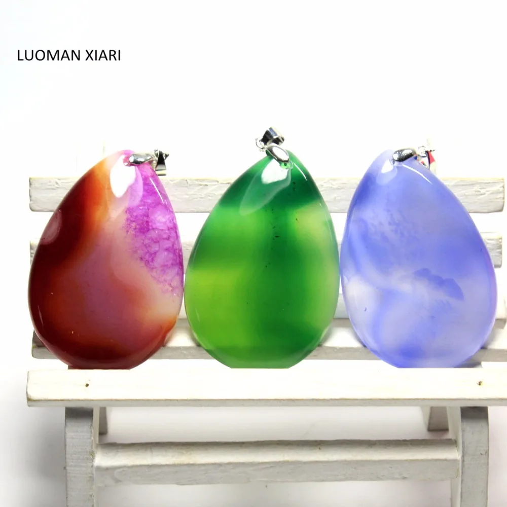 Wholesale AAA+ Water Drop Shape Natural Agate Stone Pendant Mix Color DIY Fit Necklace Bracelet Earring For Jewelry Making | Украшения и