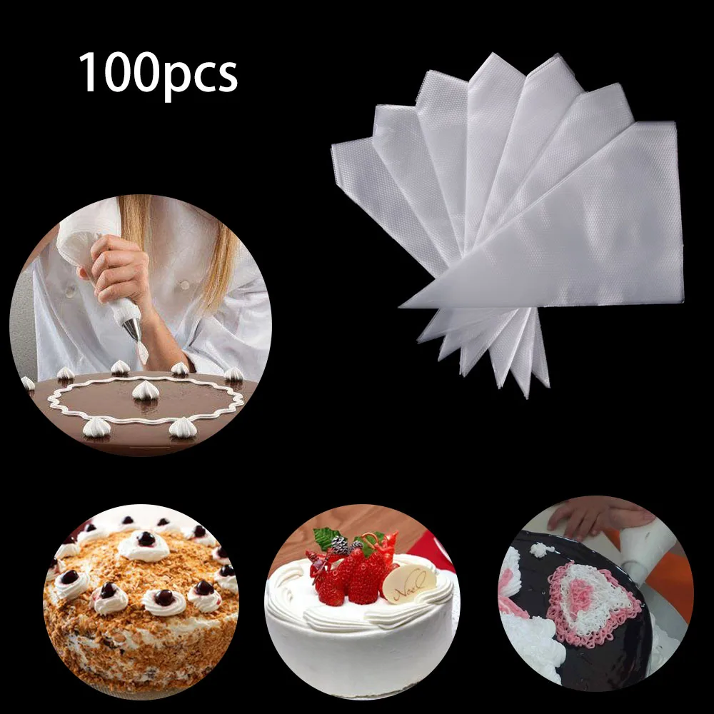 

100pcs Disposable Plastic Pastry Bag Decorating Bags Thickening Icing Bags Cake Tools Pastry Tools - 3 Differet Sizes