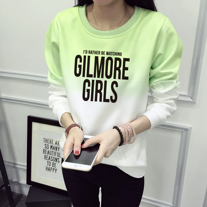 

GILMORE GIRLS letter print hoody tops Women Gradient Print Tracksuit Hoodies Women Cotton Letter Pullovers Sweatshirt JBW-12020