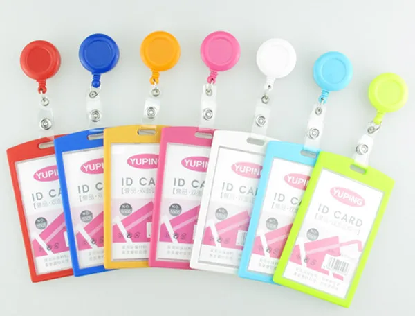 

1pcs New Arrival Candy Color Retractable Badge Reel For Ski Pass ID Bus Identity Card Case Holder Vertical Office Supplies