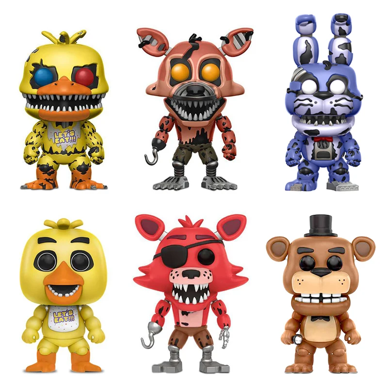 6PCS Five Nights At Freddy's Toys PVC Action Figures Vinyl FNAF Chica Bonnie Foxy Freddy Fazbear Puppet Nightmare Bear Dolls