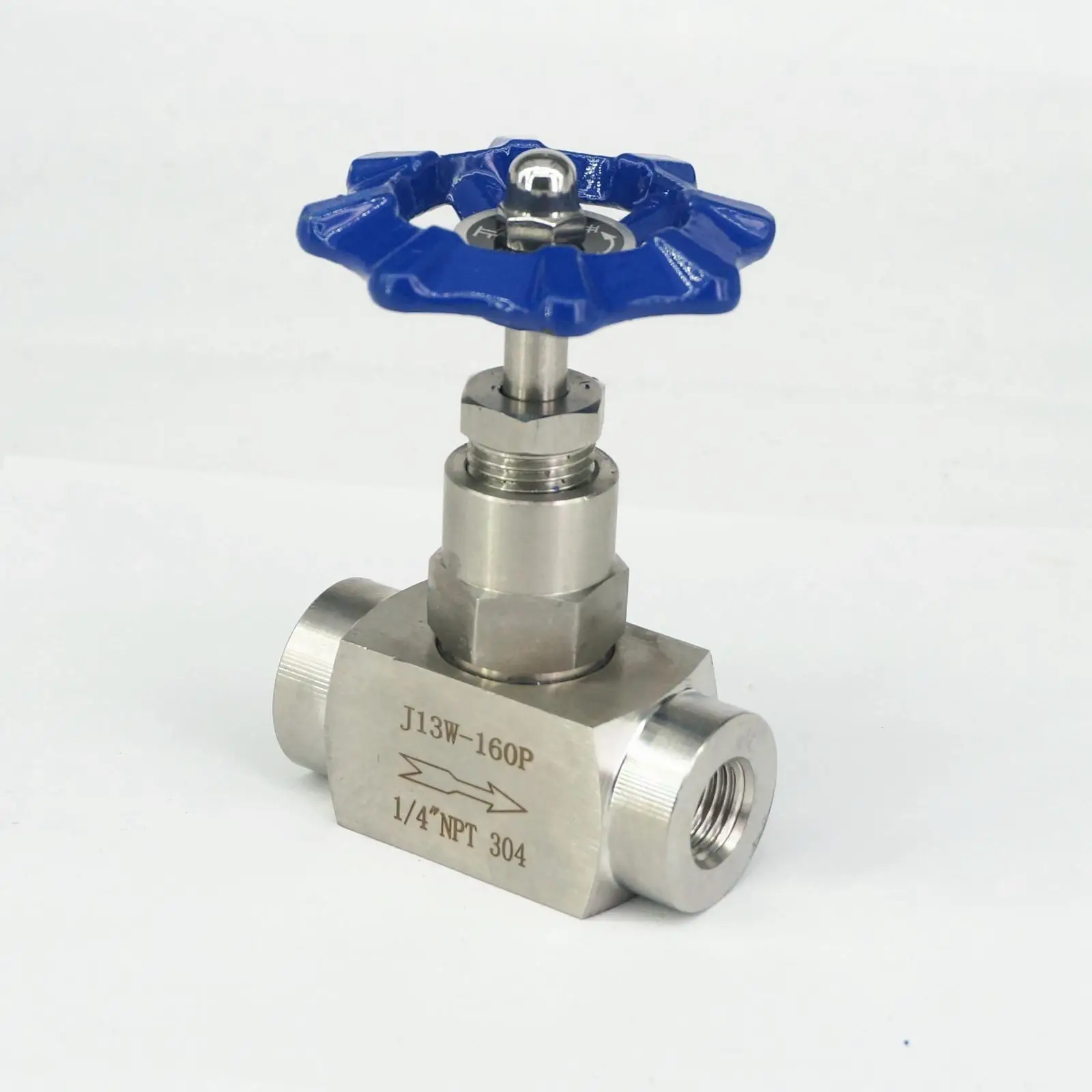 14NPTFemaleNeedleValveFlowControl304StainlessSteelWithBlue