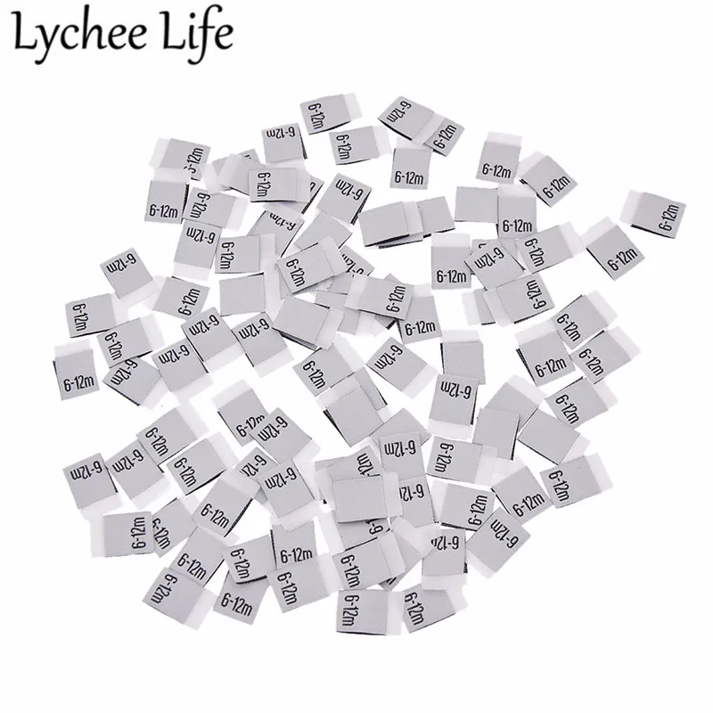 Lychee Life 100 шт. детская одежда размер этикетки полиэстер с буквенным принтом этикетки ручной работы DIY Одежда швейная ткань аксессуары - Цвет: 6-12m