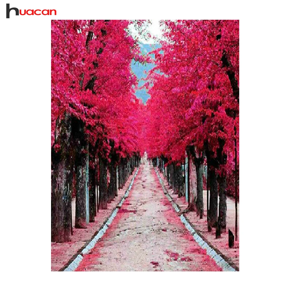

Huacan DIY 5D Diamond Embroidery Landscape Full Square Cross Stitch Diamond Painting Tree Color Mosaic Rhinestones Decoration