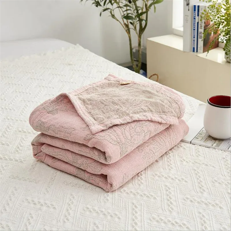 200*230cm 3 layers Muslin Lightweight Summer Blanket for Bed Sofa Combed Cotton Quick Dry Throw Blankets Bed Coverlet sheet - Цвет: 200x230cm