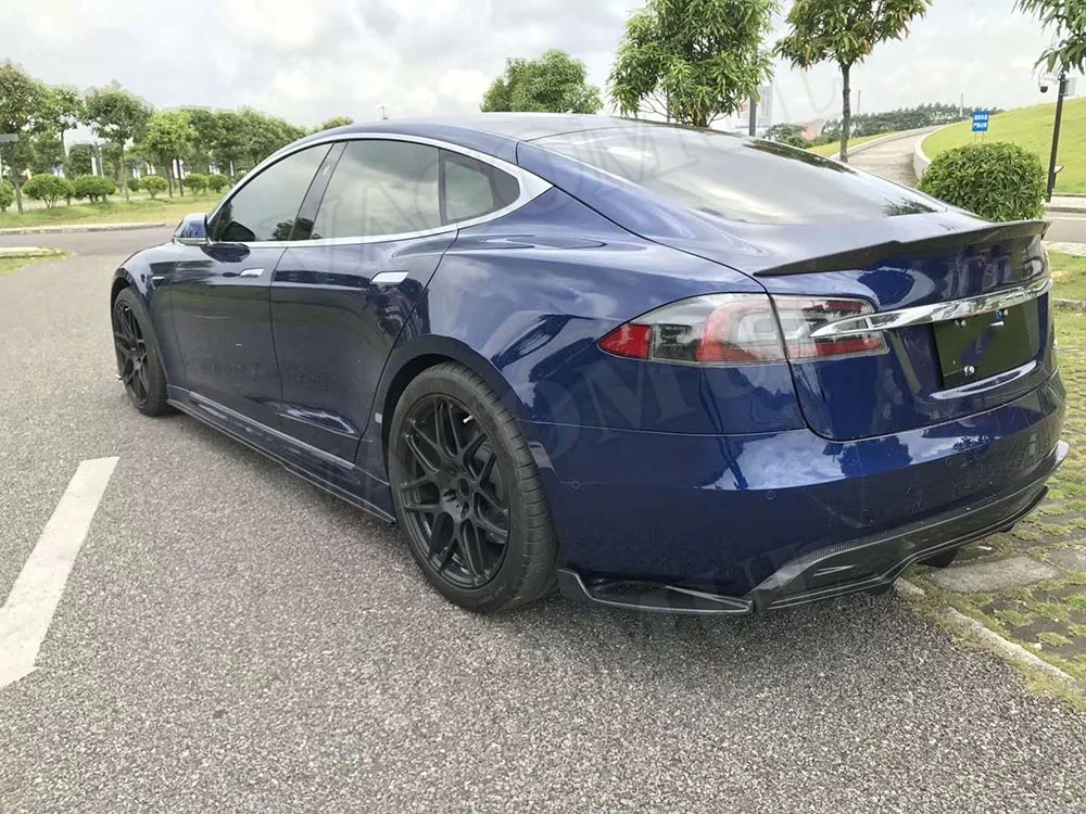 Углеродного волокна заднего бампера губы сплиттеры для Tesla модель S 70D P85D 90D P100D Седан 4 двери 16-17