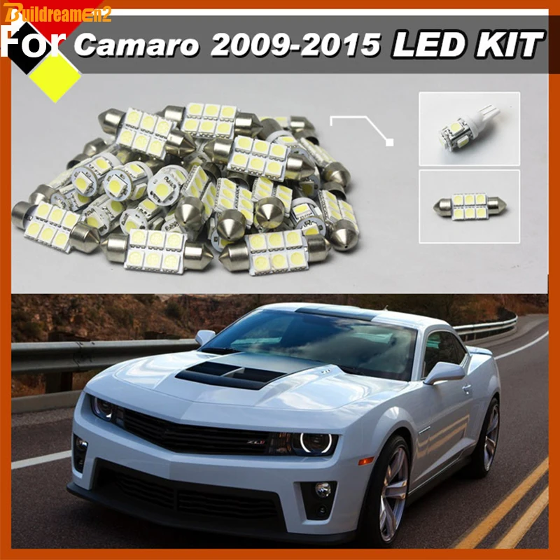 Buildreamen2 Car LED Bulbs Kit Package Interior & Exterior Lights White