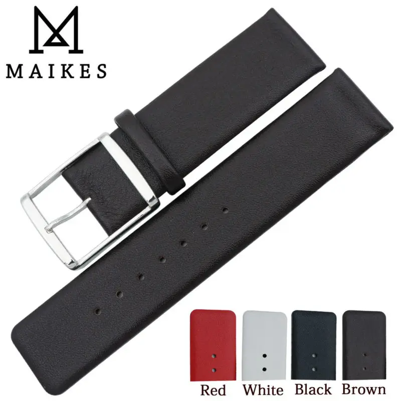 MAIKES Good Quality Genuine Leather Watch Band Strap Brown Thin Watchbands For CK Calvin Klein K76211 k76271 K2G211 K2Y231