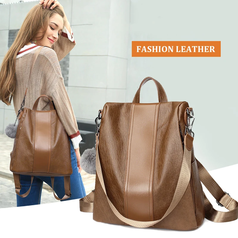 

Female backpack mochila feminina casual Multifunction Women Leather Backpack Female Shoulder Bag Sac A Dos Travel Back Pack