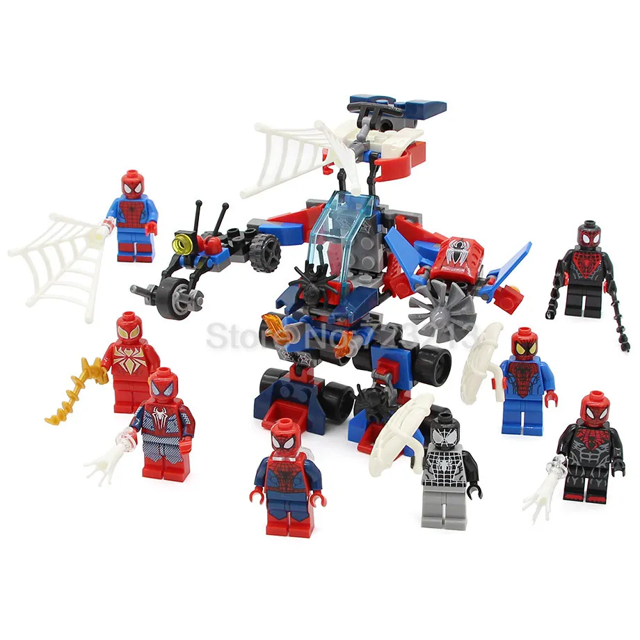 

8in1 8pcs/lot Spider Man Super Hero Venom Scarlet Spider Figure Set SY630 Building Blocks Sets Models Bricks Toys for children