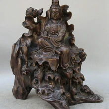 Xd 003413 1" Китайский Бронзовый Сиденье лотоса Кван-инь Гуань Инь Бодхисаттвы Статуя Богини