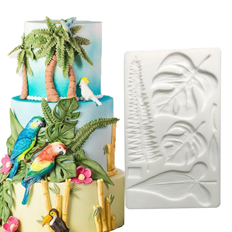 

Aouke Fern leaves & Parrot Silicone Decorating Molds Cake Silicone Mold Sugarpaste Candy Chocolate Clay Mould A094