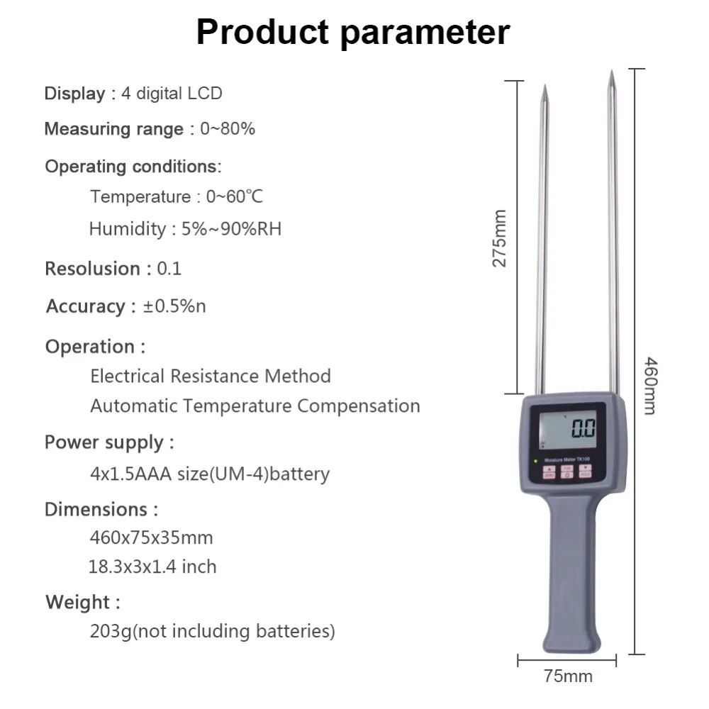  yieryi New TK100 Portable Digital Multifunctional Moisture Meter for GrainsChemical  Plastic Granul