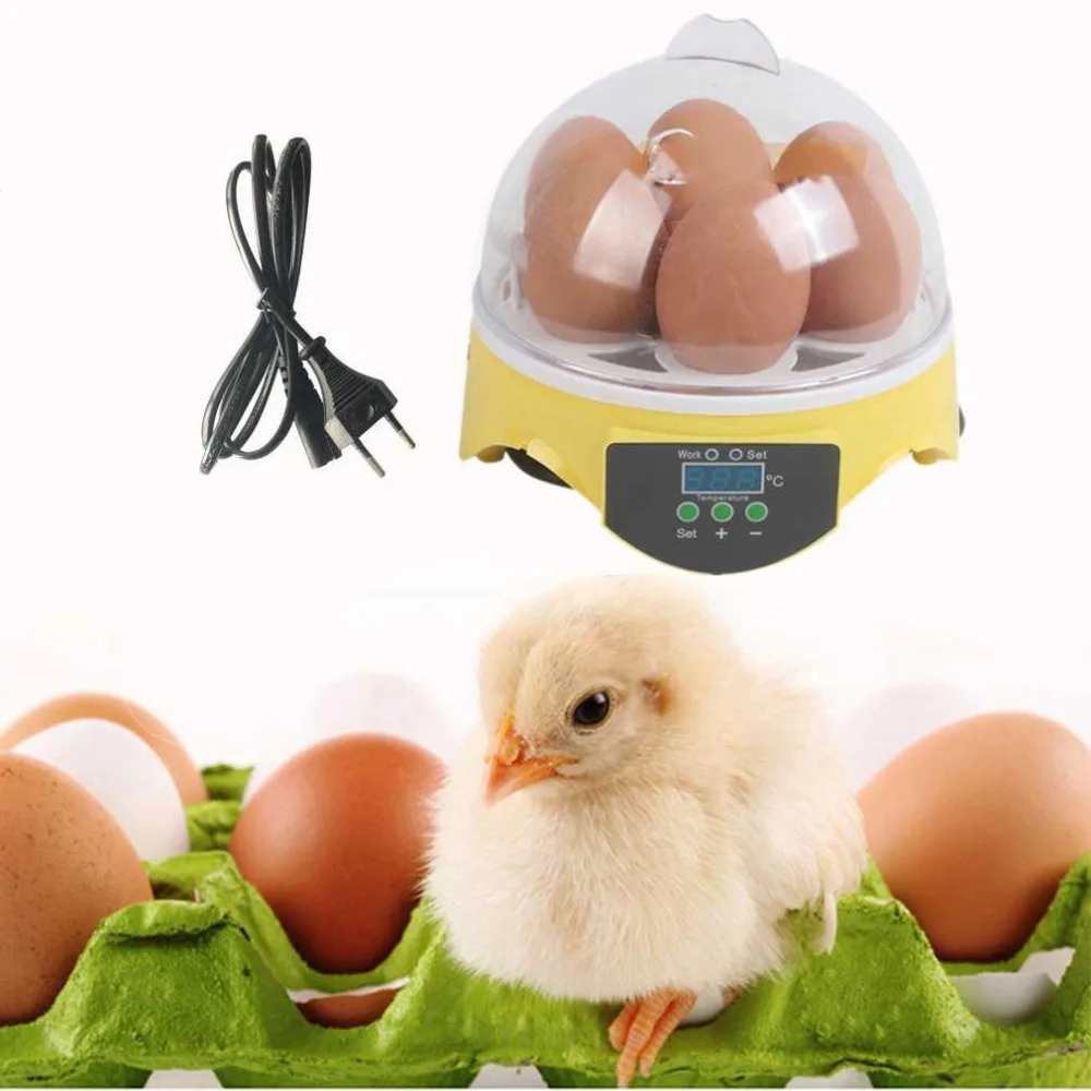 Цифровой инкубатор на 7 яиц, автоматический инкубатор для птицы, уток, куриных яиц, инкубатор, машина 110 В, 30 Вт, штепсельная вилка европейского стандарта с системой контроля температуры
