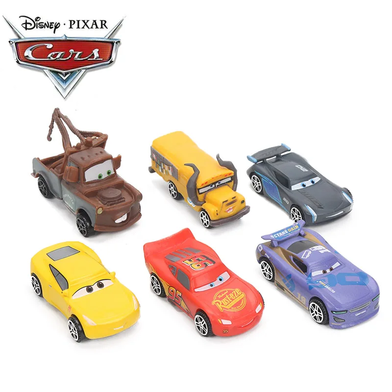 

7CM 6pcs/lot Disney Pixar Cars 3 Lightning McQueen Mater Jackson Storm Ramirez 1:55 Diecast ABS Car Model Toy Gift for Boys