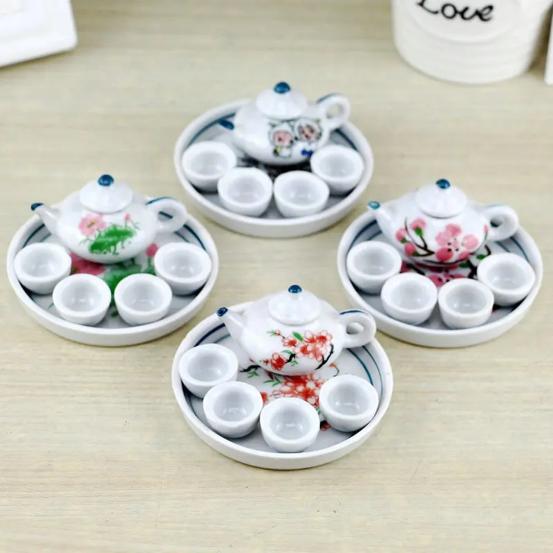 النمط الصيني الأثاث مصغرة السيراميك الشاي مجموعة لعب الأطفال نتظاهر محاكاة لعب الأطفال الترفيه