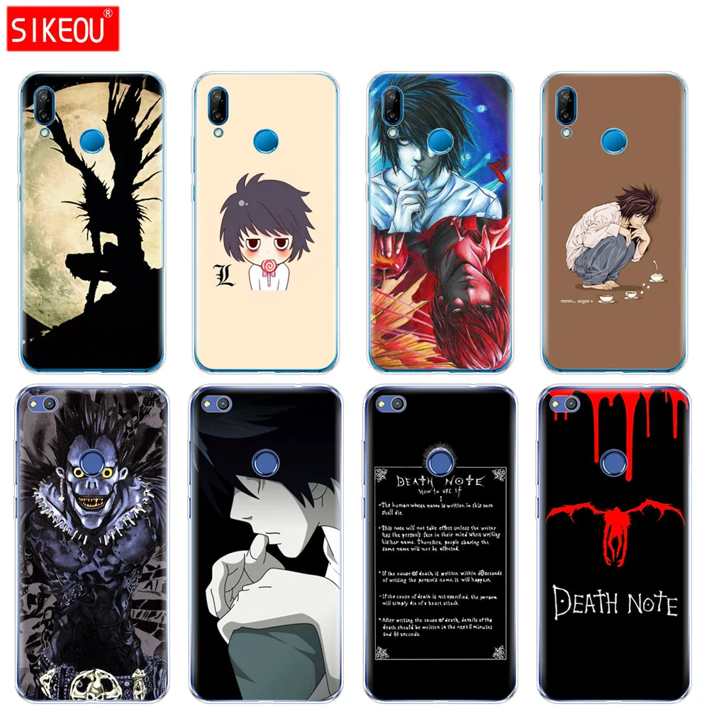 Silicone Cover Phone Case For Huawei P20 P7 P8 P9 P10 Lite Plus Pro 2017 P Smart 2018 coque bumper Anime Death Note | Мобильные