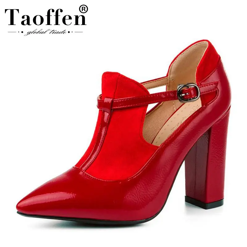 

TAOFFEN Women Sexy Metal Buckle Pumps Pointed Toe Super High Heels Shoes Women Party Wedding Office Ladies Sexy Pumps Size 34-43