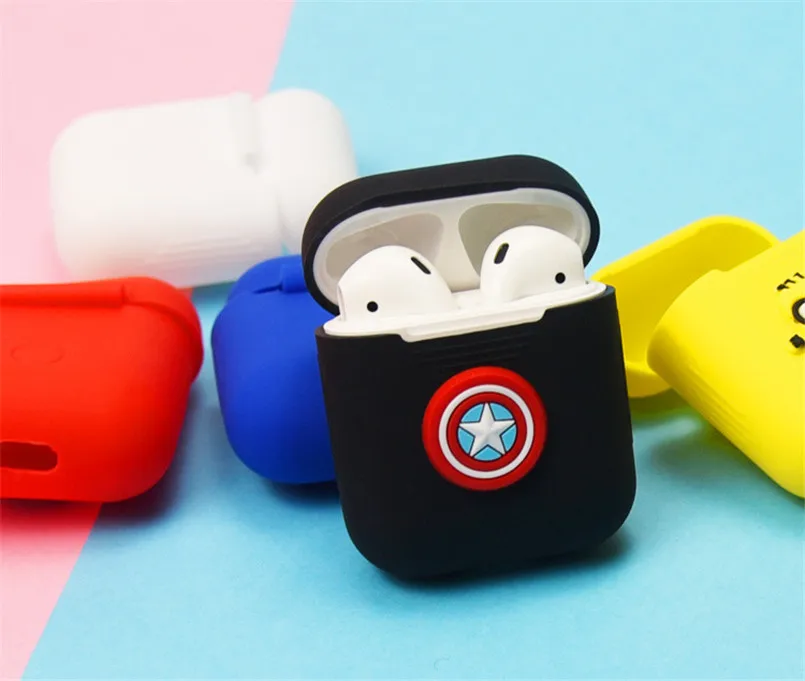 

Soft Silicone Case For Apple Airpods Shockproof Cover For AirPods Earphone Case Cartoon Cute Design Spiderman Superman Batman