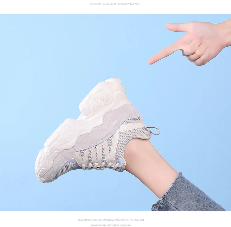 Женская обувь; кроссовки на платформе; zapatos de mujer; модная брендовая обувь из сетчатого материала; chaussures femme; женская дышащая обувь, увеличивающая рост