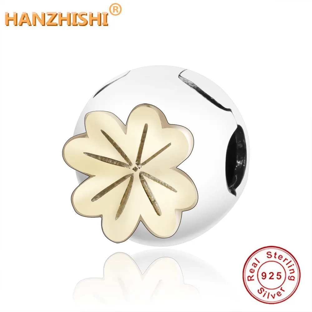 

2019 Summer Real 925 Sterling Silver Beads Shining Clover Clip Charm Fit Original Pandora Charms Bracelet Diy Jewelry Berloque