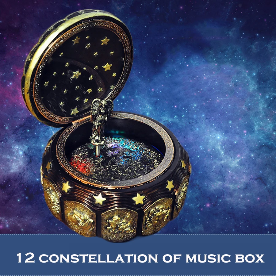 Creative 12 Constellation Music Box vodilne utripajoče luči Glasbene škatle za fantje Love Girls Dekleta za rojstni dan